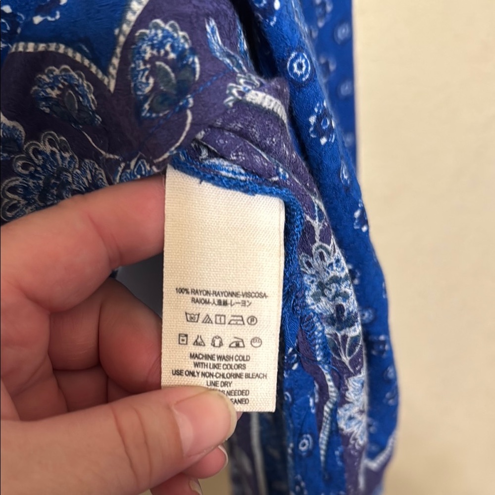 Free People Changing Time Blue Patterned Long Sle… - image 8